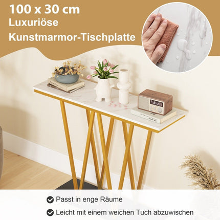 Console Table with Marble Look & Metal Frame