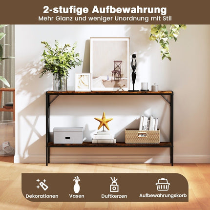 Console Table with Metal Frame, 120 cm, 2-Tier Storage