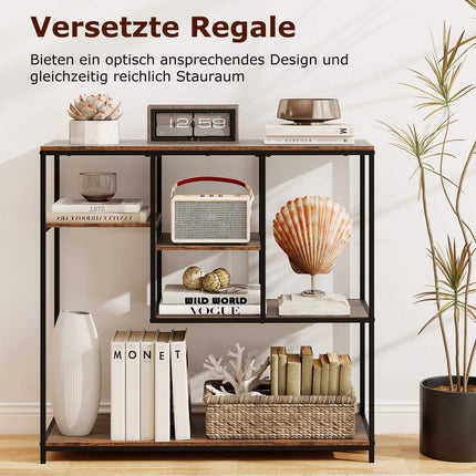 Console Table with Storage, Industrial Style, Brown