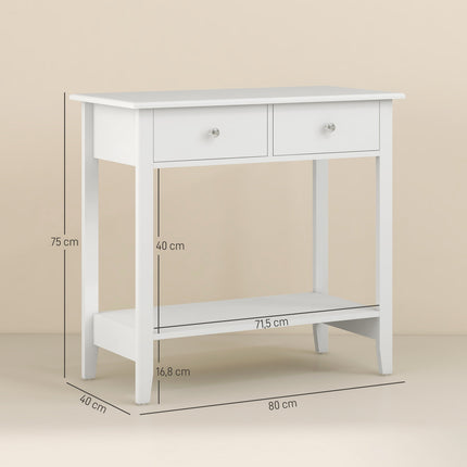 Console table in solid wood with drawers - 80 x 40 x 75 cm