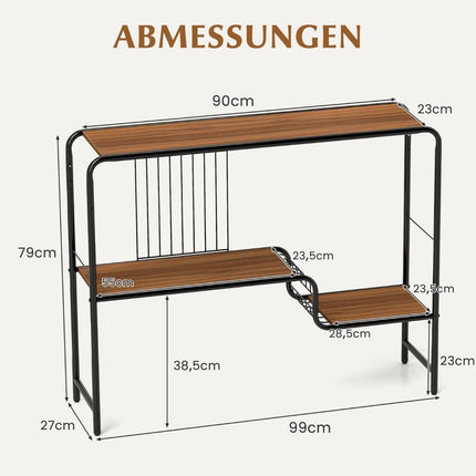 Console table hallway table with 2 shelves and metal frame entrance table with adjustable feet 99 x 27 x 79 cm