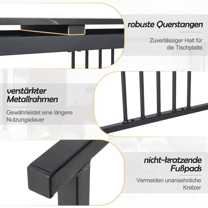 Console table sofa table made of faux marble 120 x 30 x 90 cm black