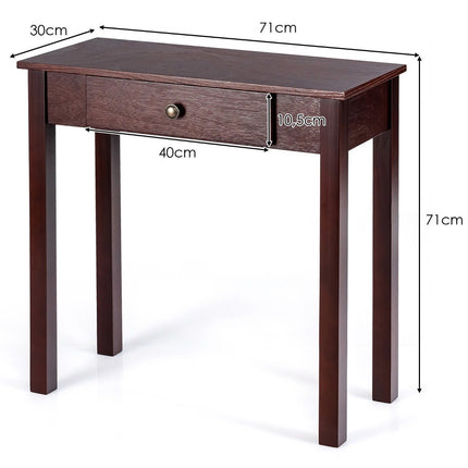 Console table with drawer, entrance table, narrow industrial side table made of wood 71 x 30 x 71cm brown