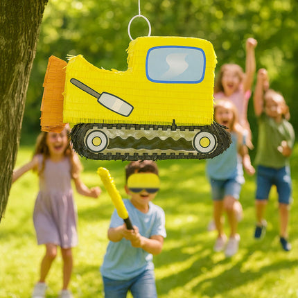 Construction Vehicle Piñata Set with Bat & Mask