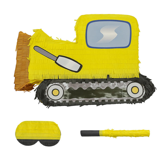 Construction Vehicle Piñata Set with Bat & Mask