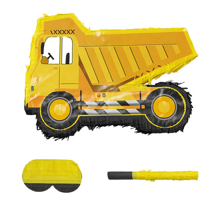 Construction Vehicle Piñata Set with Bat & Mask