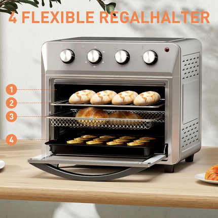 Convection Mini Oven, Air Fryer, 24L, 6 Modes, Timer, Silver