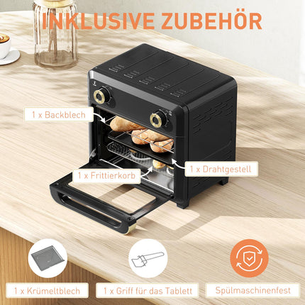 Convection Mini Oven, Air Fryer, Timer, 10L, Black
