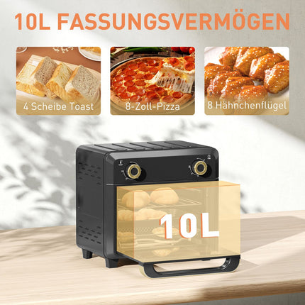Convection Mini Oven, Air Fryer, Timer, 10L, Black