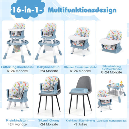 Convertible 16-in-1 Baby High Chair with Tray & Harness