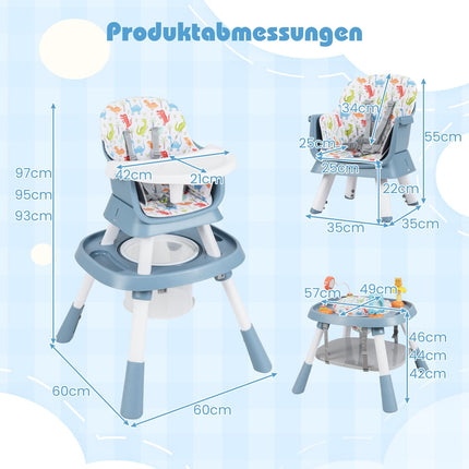 Convertible 16-in-1 Baby High Chair with Tray & Harness