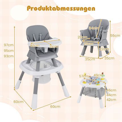 Convertible 16-in-1 High Chair with Tray & Harness