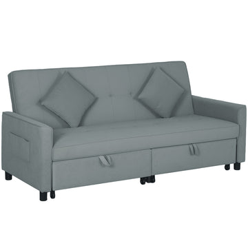 Convertible 3-Seater Sofa Bed with Adjustable Backrest, Grey