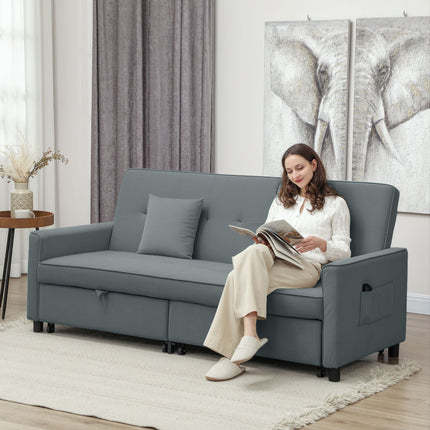 Convertible 3-Seater Sofa Bed with Adjustable Backrest, Grey