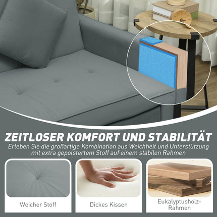 Convertible 3-Seater Sofa Bed with Adjustable Backrest, Grey