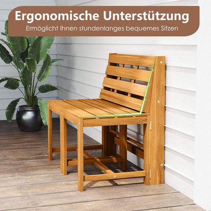 Convertible 3-in-1 Acacia Wood Garden Bench and Table Set