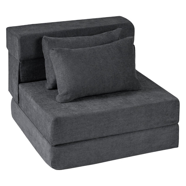 Omvormbare 3-in-1 chenille slaapbank met 2 kussens, grijs
