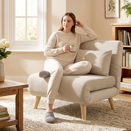 Convertible 3-in-1 Sofa Bed, Adjustable Backrest, Beige