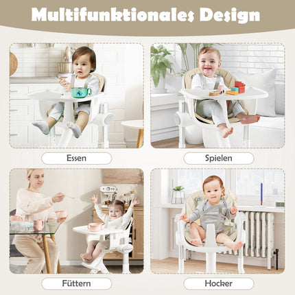 Convertible Baby High Chair, 4-in-1, 5-Height, Beige