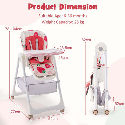 Convertible Baby High Chair, 4-in-1 Folding, Adjustable Height