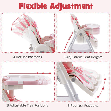 Convertible Baby High Chair, 4-in-1 Folding, Adjustable Height