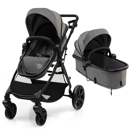 Convertible Baby Stroller with Adjustable Canopy & Storage