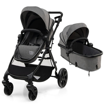 Convertible Baby Stroller with Adjustable Canopy & Storage