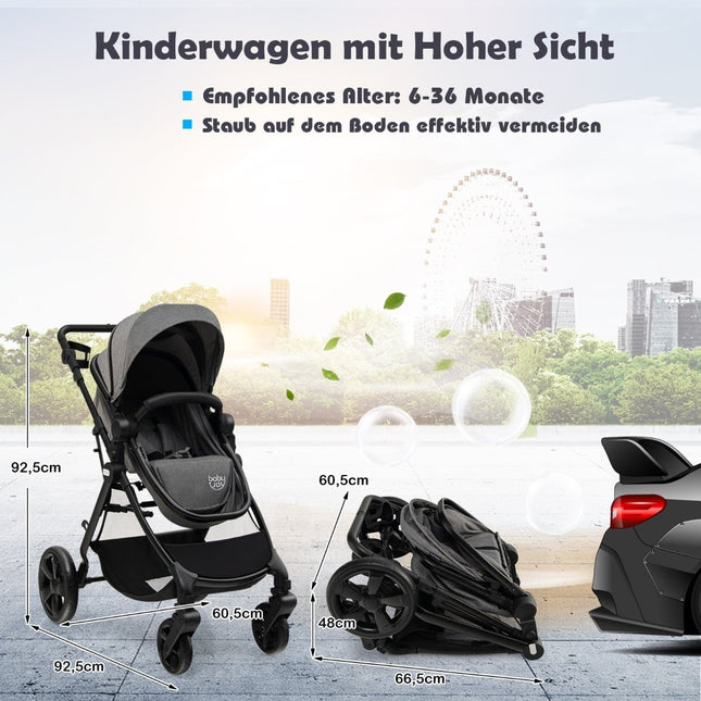 Convertible Baby Stroller with Adjustable Canopy & Storage