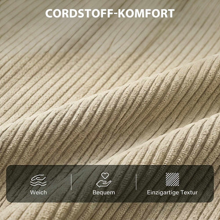 Convertible Corduroy Sofa Bed, Adjustable Backrest, Beige