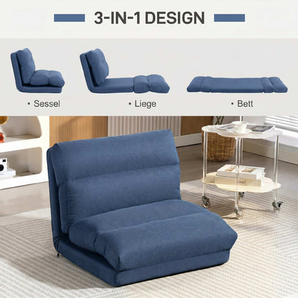 Convertible Floor Chair Bed, Adjustable Backrest, Dark Blue
