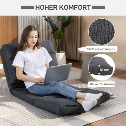 Convertible Floor Chair with Adjustable Backrest, Dark Grey