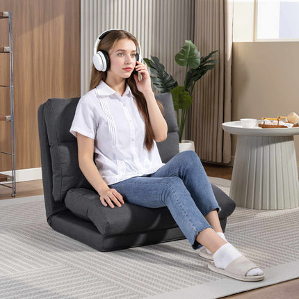 Convertible Floor Chair with Adjustable Backrest, Dark Grey