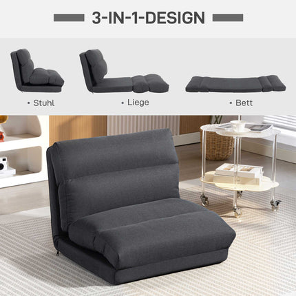 Convertible Floor Chair with Adjustable Backrest, Dark Grey