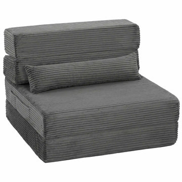 Convertible Floor Chair with Corduroy Cover, Dark Grey