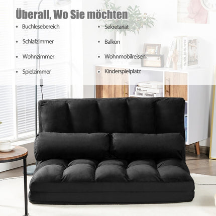 Convertible Floor Sofa Bed, Adjustable Backrest, Black