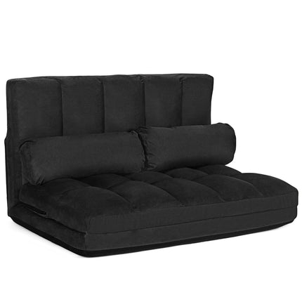 Convertible Floor Sofa Bed, Adjustable Backrest, Black