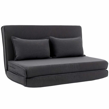 Convertible Floor Sofa Bed, Adjustable Backrest, Corduroy, Dark Grey