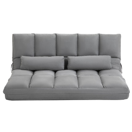 Convertible Floor Sofa Bed, Adjustable Backrest, Light Grey
