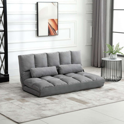 Convertible Floor Sofa Bed, Adjustable Backrest, Light Grey