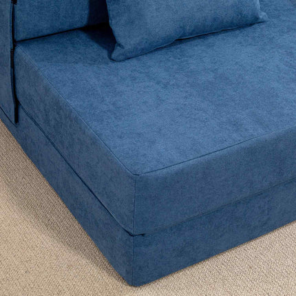 Convertible Floor Sofa Bed – Foam, Dark Blue, Pillow Included