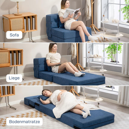 Convertible Floor Sofa Bed – Foam, Dark Blue, Pillow Included