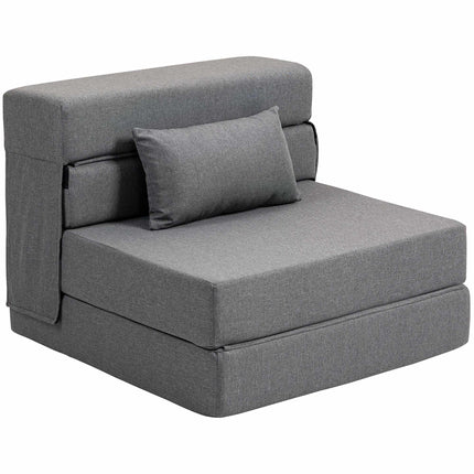 Convertible Foam Sofa Bed, Grey, Linen-Style Fabric