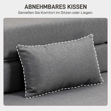 Convertible Foam Sofa Bed, Grey, Linen-Style Fabric