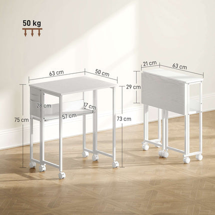 Convertible Folding Desk with Open Shelf, White