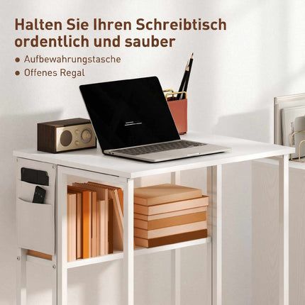 Convertible Folding Desk with Open Shelf, White