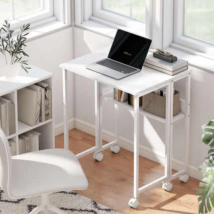 Convertible Folding Desk with Open Shelf, White