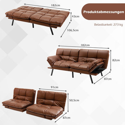 Convertible Futon Sofa Bed with Adjustable Backrest