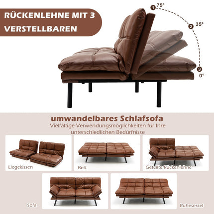Convertible Futon Sofa Bed with Adjustable Backrest