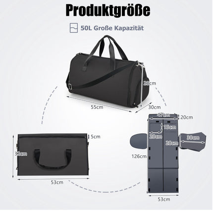 Convertible Garment Bag, Shoe Compartment, 50L PU