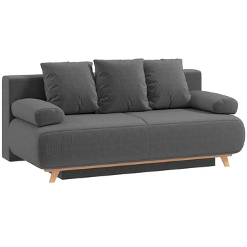Convertible Grey Corduroy Sofa Bed with Storage